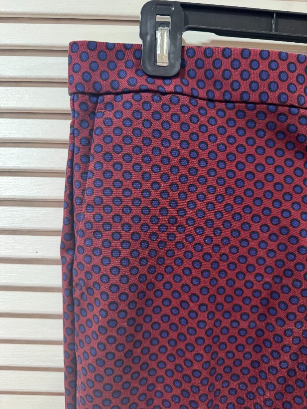 Ann Taylor Devin Fit Burgundy Navy Polka Dot Ankle Pants Size 10